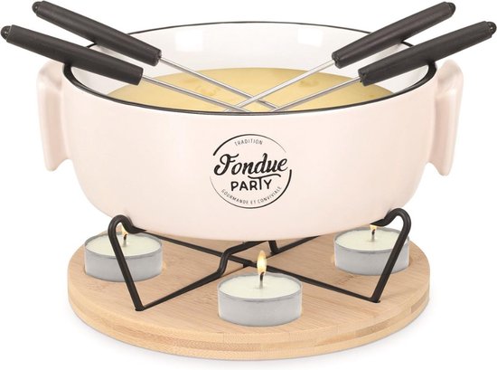 OTIX Kaasfondue set - fonduepannen met brander - 4 personen - Fondueset - met vorkjes - Chocolade - Fondue