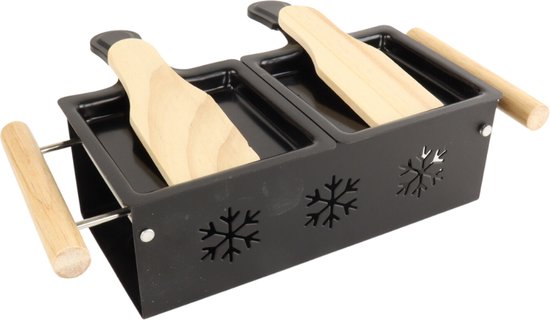 OTIX Raclette - Set 2 Personen - Kaas Grill - Goudmetstellen - Zonder Stekker - Zwart