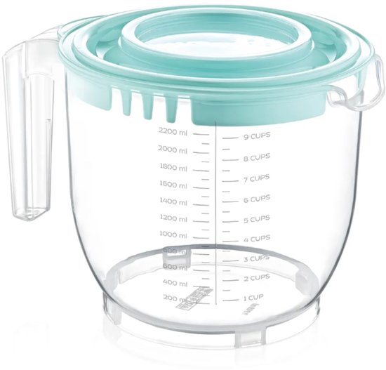Overige Merken Maatbeker 2200 ml Mint/Transparant van Merkloos