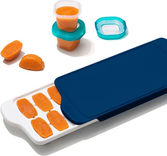 OXO tot Babyvoeding diepvriesbakjes - Babyvoeding bewaarbakjes - Diepvriesbakjes met deksel - 14x22 ml-  Navy van OXO