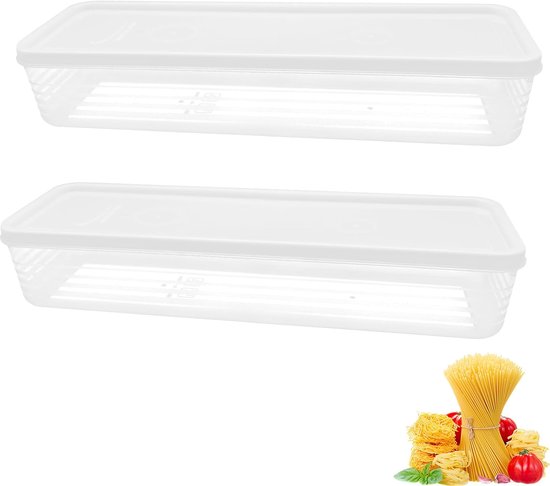 Pack of 2 Spaghetti Storage - Lying Pasta Storage Box - Transparante Pasta Container met Deksel - BPA Vrij - Ideaal voor Pasta Cereal Snack Opslag van Mepal