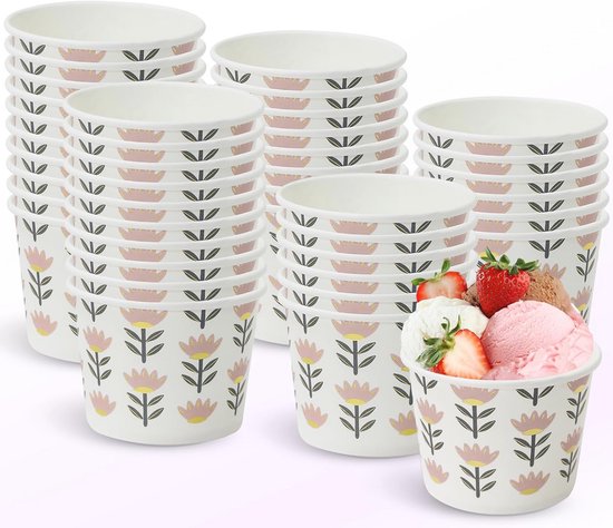 Papieren IJsschalen met Goudfolie - 60 Stuks voor Desserts en Snacks