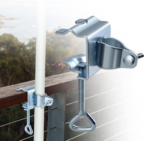 Parasolhouder voor Balkon en Terras, Verstelbare Parasolclip voor Tafel en Balkon, Draagbare Parasolstandaard met Sterke Grip van Merkloos