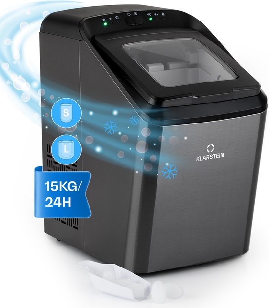 Partytime ijsblokjesmachine helder ijs 15kg/24h roestvrij staal van Klarstein