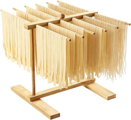 Pasta droger 12-stangen - houten nudelstandaard - ruimtebesparend - eenvoudig te reinigen - ShopVlot
