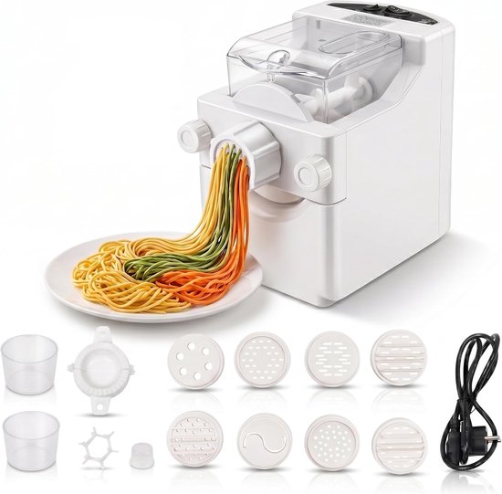 Pasta machine elektrisch 260W - volautomatisch met 9 accessoires - voor verse pasta en noedels - SnelShoppen
