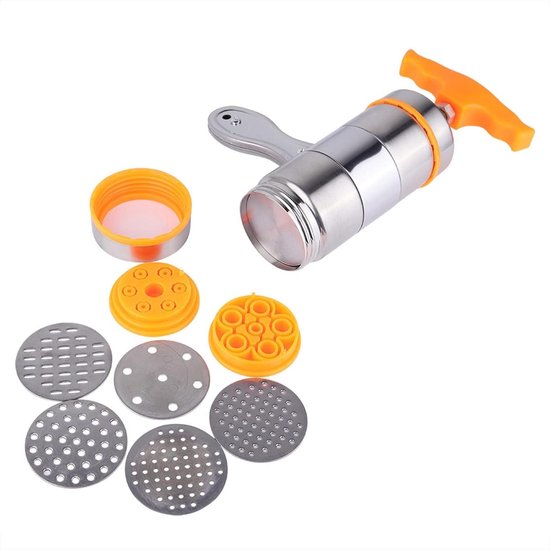 Pasta Machine - Handmatige Noedelmachine - Roestvrij Staal - Pastapers - Huishoudelijke Pastamachine - Mallen - Thuiskeuken - Eenvoudig Te Gebruiken - 6 X 6 X 18 Cm - Geschikt voor Verse Pasta - Zilver van Merkloos