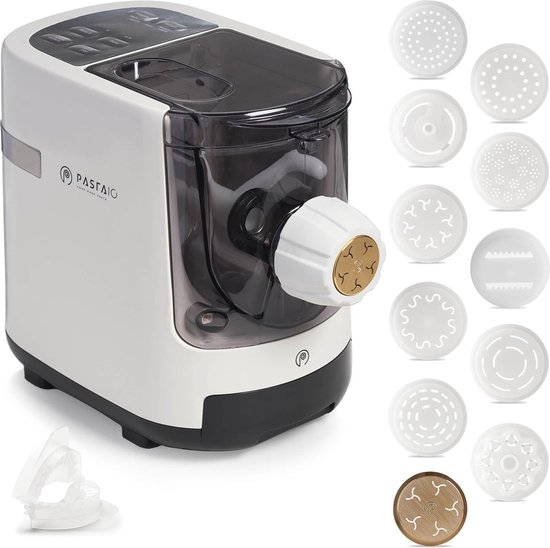 Pasta Machine met 12 Opzetstukken voor Verse Pasta - Maak 16 Soorten Pasta Thuis van Emerio