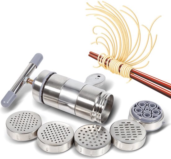 Pasta Machine Multi-Function - Made of Stainless Steel with 5 Shapes van Merkloos