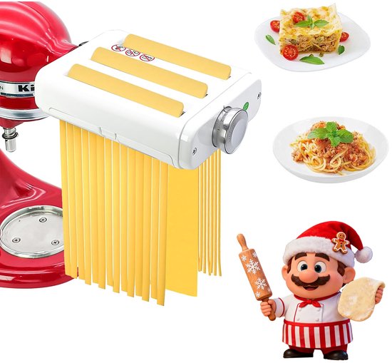 Pasta Maker Accessoire - 3 in 1 Pasta Roller en Snijder - 8 Dikte-instellingen van Merkloos