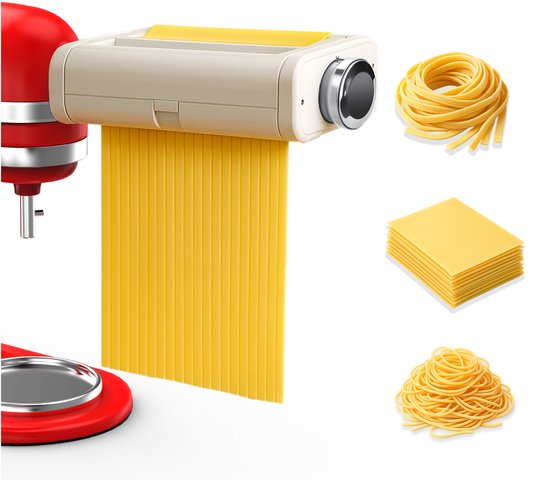 Pasta Maker Attachment voor KitchenAid Staande Mixer 3 Stuks - Pasta Roller, Spaghetti Cutter & Fettuccine Cutter - 3-in-1 Accessoires Set - Mixer Accessoires voor KitchenAid van MMOBIEL van Merkloos