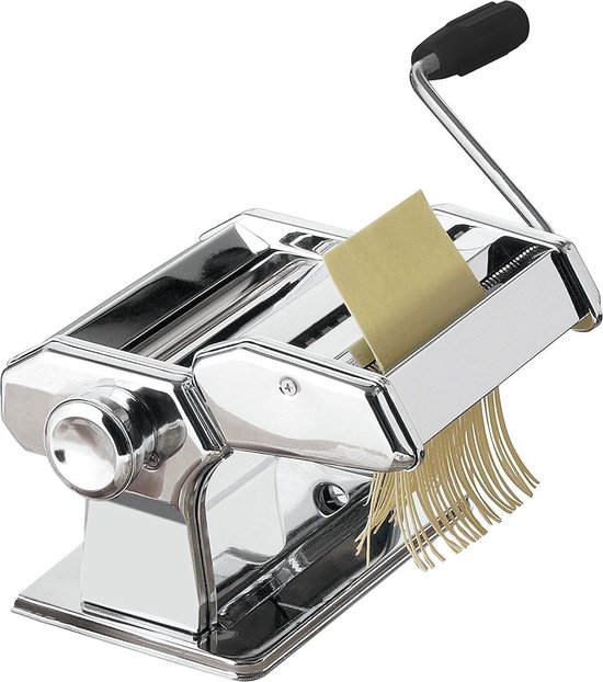 Pasta Making Machine Met Handgreep Roller en Chroom Cutter Staal - Pasta Maken Kit - H15x B21 x D20 Zilver van Merkloos