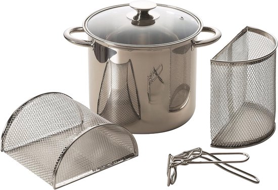 Pasta Mix pastaban van roestvrij staal met stoominzet en 2 deksels