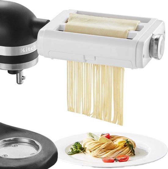 Pasta Opzetstuk 3 In 1 - Roestvrijstaal - 8 Dikte Instellingen - 14 cm Breedte - Keukenmachine Accessoire