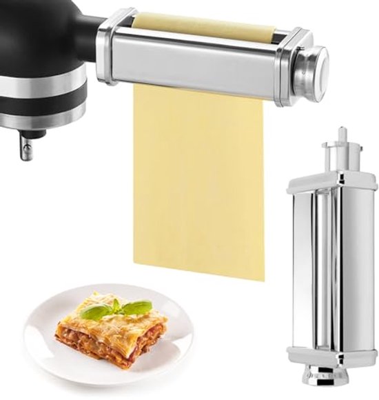 Pasta-opzetstuk 304 roestvrij staal voor keukenmachines, 8 instelbare deegsterktes, pastamachine accessoires van Merkloos