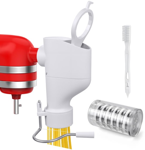 Pasta Opzetstuk voor KitchenAid Mixers - 7-in-1 Pastamaker met Verwisselbare Vormen voor Fusilli, Rigatoni, Spaghetti, Bucatini, Fettuccine en Macaroni van Merkloos