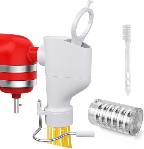 Pasta Opzetstuk voor KitchenAid Mixers van MMOBIEL – 7-in-1 Pastamaker met Verwisselbare Vormen voor Fusilli, Rigatoni, Spaghetti, Bucatini, Fettuccine & Macaroni – Eenvoudig te Installeren