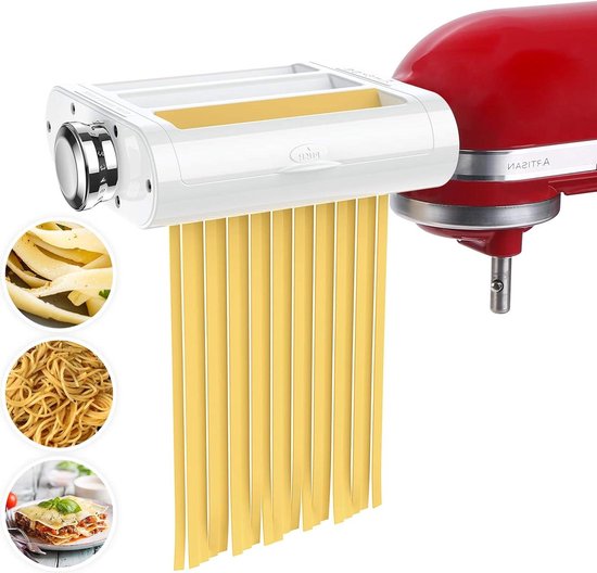 Pasta Roller & Slicer Attachment 3-in-1 Set for KitchenAid Blender - Pasta Roller Spaghetti Cutter Fettuccine Cutter - Kitchen Cooking Tool pasta droogrek van Narcerado