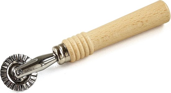 Pasta Wielsnijder - Deegsnijder - Zelfgemaakte Pasta - Gegolfde Randen - 1.25 Inch Wiel - Houten Handvat van Merkloos