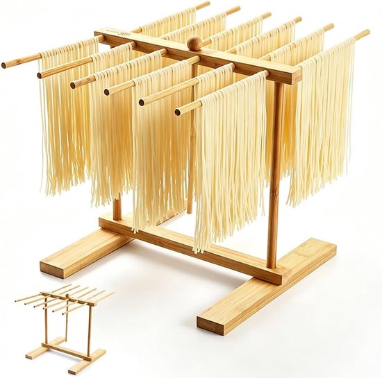 Pastadroger 12 staven - houten constructie - eenvoudig te reinigen - perfect voor verse pasta - ShopVlot