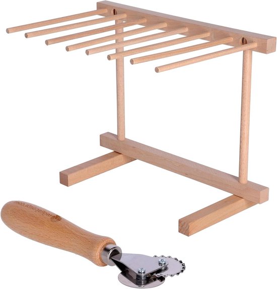 Pastadroger Hout - Noodle Dryer - Zelfgemaakte Pasta Maken - 8 Armig Droogrek - 36 x 30 cm - Houtkleur