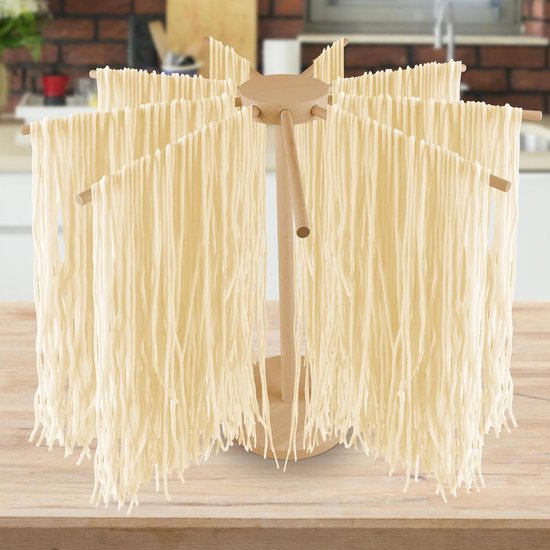 Pastadroger inklapbaar hout - 9 afneembare armen - voor maximaal 4,5 kg - ideaal voor zelfgemaakte pasta - SnelShoppen