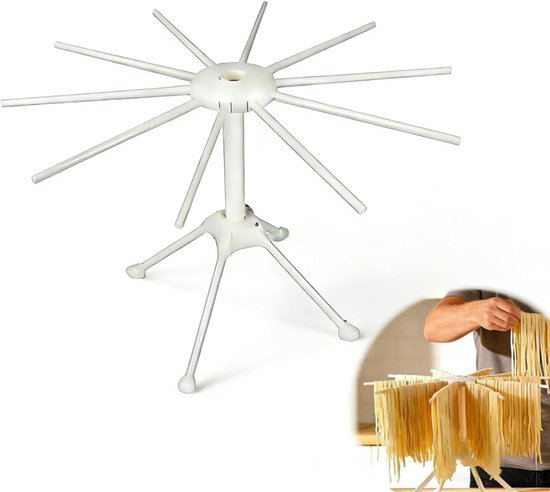 Pastadroger met 10 uittrekbare dwarsstangen - elektrische pastamachine - geschikt voor het drogen van pasta met een gewicht van maximaal 2 kg - opvouwbare pastageruimte om te drogen - pastamachine