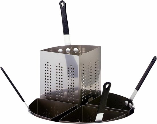 Pastainzetstuk 4 compartimenten - Pasta koker inzet - Pasta koken - 4 aparte kookzones - 20 kwart - Zilver