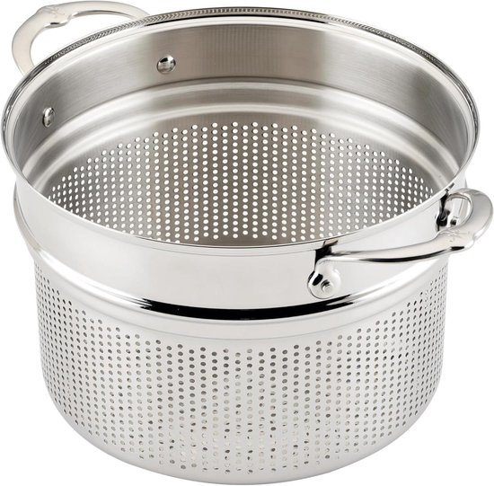 Pastainzetstuk Roestvrij Staal - Pasta Pan Inzet - Pasta Koken - 8 Liter Capaciteit - 12.7 cm - Zilverkleurig