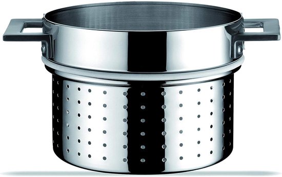 Pastakoker Inzetstuk - Kookmand - Pasta Koken - Vaatwasmachinebestendig - 24 cm - Staal van Merkloos