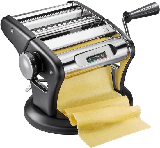 Pastamachine - Deegmaker - Zelf Pasta Maken - Vacuüm Zuigvoet - 14 cm Breed - Zwart Zilver