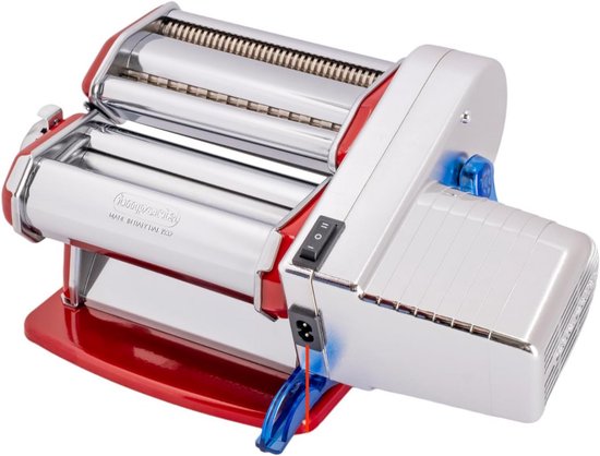 Pastamachine Elektrisch - Verse Pasta Maker - Zelf Pasta Maken - Verstelbare Dikte - 150 mm Breed - Rood