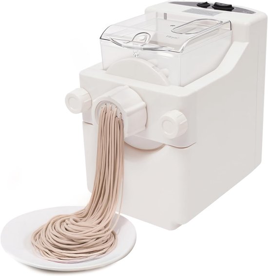 Pastamachine, elektrisch, volautomatisch, 33 x 20,5 x 28,5 cm, 9 vormkoppen, snelheid 55-60 rpm, capaciteit 500 g, automatische pastamachine, groentespaghettimachine