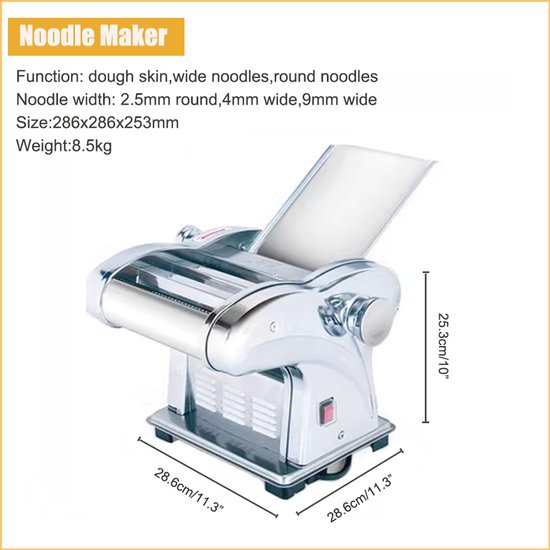 Pastamachine Elektrische Noodle Persmachine - 6-speed - Roestvrijstaal - Voor Spaghetti En Tagliatelle - Dumplings Roller