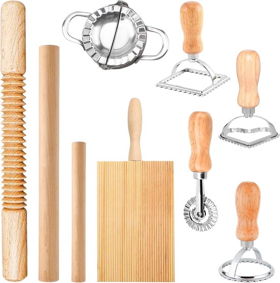 Pastamachine Gereedschapset - Pastamaker Benodigdheden - Zelf Pasta Maken - 9 Delige Complete Set - 850 Gram van Merkloos