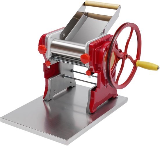 Pastamachine Handmatig - Deegmaker - Verse Pasta Maken - Roestvrij Staal - 16cm Breed - Rood