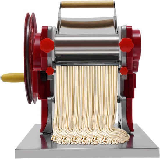 Pastamachine Handmatig - Deegroller - Verse Pasta Maken - Roestvrij Staal - 38 x 28 x 26 cm - Rood