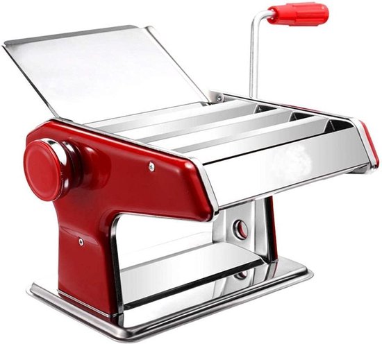 Pastamachine Handmatig - Noodle Maker - Verse Pasta Maken - Roestvrijstalen Rollen - Gratis Maat - Rood van Merkloos