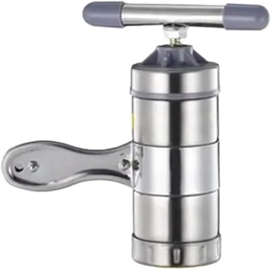 Pastamachine Handmatig - Noodle Maker - Zelf Pasta Maken - Inclusief Vormkoppen - 18.5 x 14 cm - Zilverkleurig