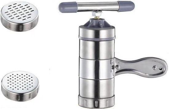 Pastamachine Handmatig - Noodle Maker - Zelf Pasta Maken - Met 2 Vormen - N.v.t. - Zilver