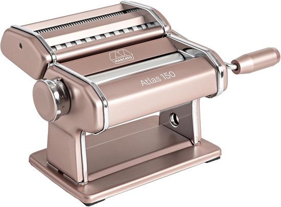Pastamachine Handmatig - Nudelmaker - Verse Pasta Maken - Geanodiseerd Aluminium - 20 x 20 x 01 cm - Poederroze
