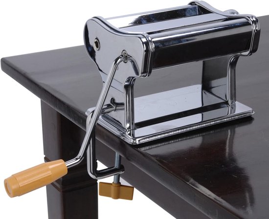 Pastamachine Handmatig - Pastaroller Keuken - Verse Pasta Maken - 6 Dikte Posities - 14 cm Deegbreedte - Zilverkleurig