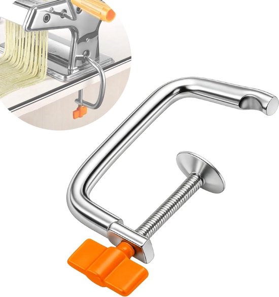Pastamachine Klem - Universele Klem - Zelf Pasta Maken - Zware Vernikkelde Constructie - 75 cm Opening - Oranje van Pastamachine