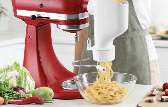 Pastamachine Opzetstuk Geschikt voor KitchenAid - 7-in-1 Pasta Maker Set - Inclusief 7 Wisselbare Pastaplaten voor Fusilli, Spaghetti, Rigatoni, Bucatini, Fettuccine & Macaroni - RVS