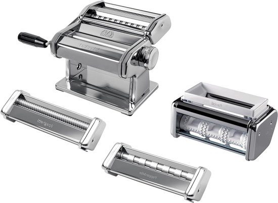 Pastamachine Set - Deegmaker Keuken - Zelf Pasta Maken - Complete Set - 20 x 20 x 15 cm - Zilver