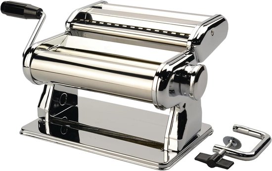 Pastamachine Staal - Deegmaker - Verse Pasta Maken - Handmatige Bediening - 180mm Breed - Zilverkleurig