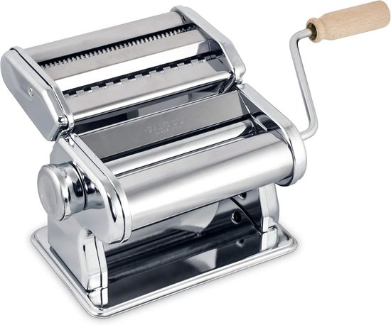 Pastamachine van Chroomstaal met Houten Handvat - Zelf Verse Pasta Maken van Merkloos