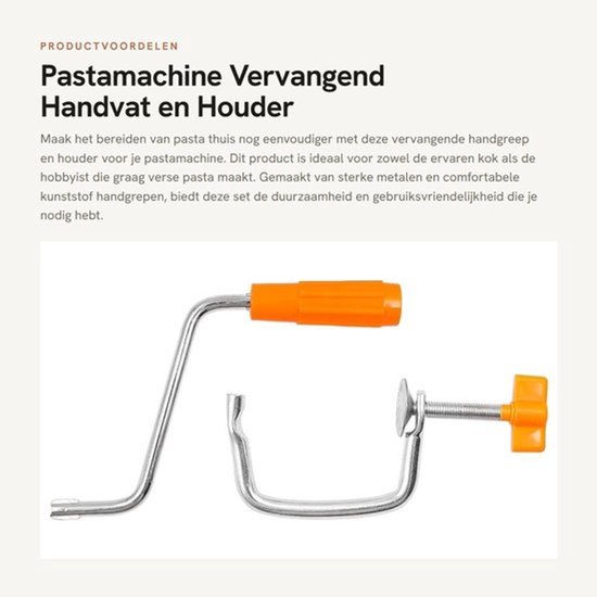 Pastamachine Vervangend Handvat - Handgreep - Houderset - Gereedschap - Duurzaam - Geschikt voor verschillende soorten pasta - Pastamaker