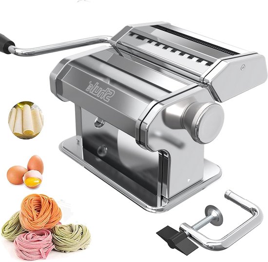 Pastamaker - Deegroller - Verse Pasta Maken - Verstelbare Dikte - 150mm Breed - Zilver