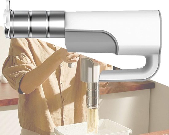Pastamaker Elektrisch - Automatische Deegmaker - Zelf Pasta Maken - Draadloos Handzaam Ontwerp - 3 Vormen - Zilver